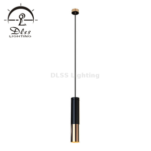 9159P Lighting Factory Cylinder Black Gold Tube Single Led Pendant Lamp