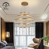 Style Simple Golden Color Circle Rings LED Lights For Home Indoor Hanging Modern Chandeliers Lamp