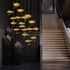 8827P Gold Leaves Flush Mount Light For Villa Living Foyer High Ceiling Large Led Chandeliers