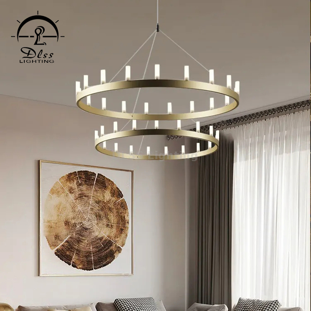 10302P Two Tier Gold Farmhouse Candle Light For Indoor Chandelier