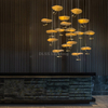 8827P Gold Leaves Flush Mount Light For Villa Living Foyer High Ceiling Large Led Chandeliers