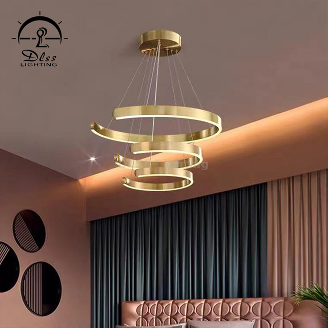 Home Decoration Light Gold Round Modern Led Pendant Lamp