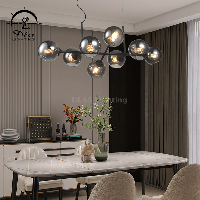 Modern Chandelier Lamp Glass Iron E27 Fixture Shade Lights For Home Decor Indoor Hotel Chandeliers Pendant Light