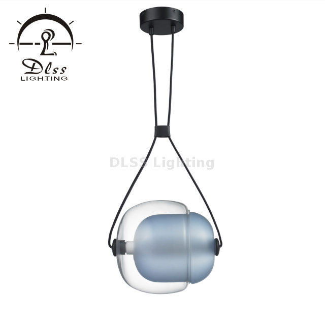 Glass Pendant Light with Blue Glass Pendant Lamp Shade,LED Hanging Lamp