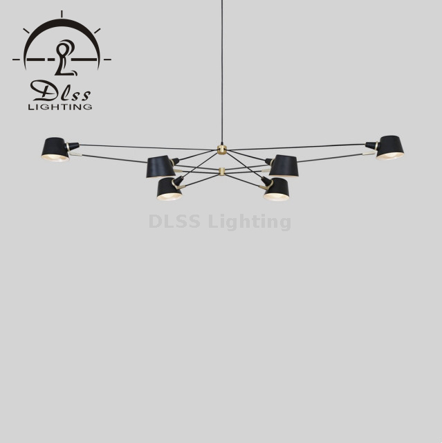 9206P Round Black Shade Down Led Chandelier Lamp for Dining Room Large Modern Chandelier Light