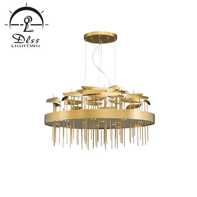 Modern Gold LED Chandelier Round Pendant Light Contempoary Chanderlier 