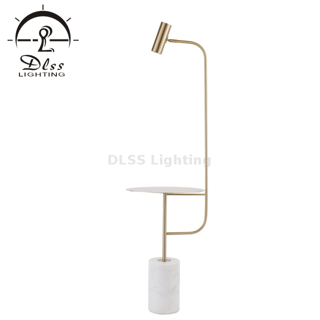 Light Collection Luminaires Marble Base LED Floor Lamp, with Small Table Plate