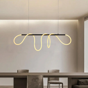 Home Decor Pendant Lamp Bedroom Room Decoration Soft Line Lamp Gold Modern Led Chandelier Lighting