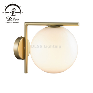 Modern Glass Wall Lamp Gold Wall Mounted Sconces,Mid-Century Bedroom Bedsides Wall Light Home Decoration 