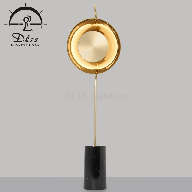 9285F Clear Smoky Amber Glass Shade Marble Base Elegant Modern Creative Floor Lamp