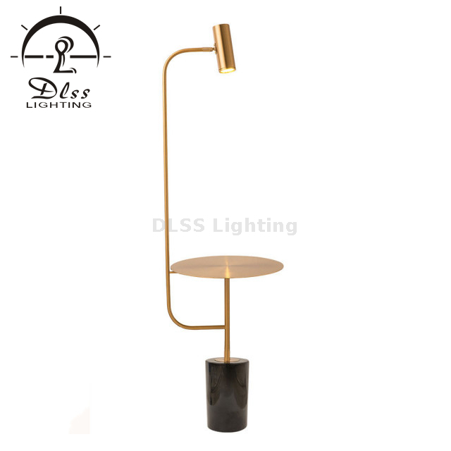 One Stop Solution Luminaires Marble Base LED Floor Lamp, 1 Light, Brass Gold