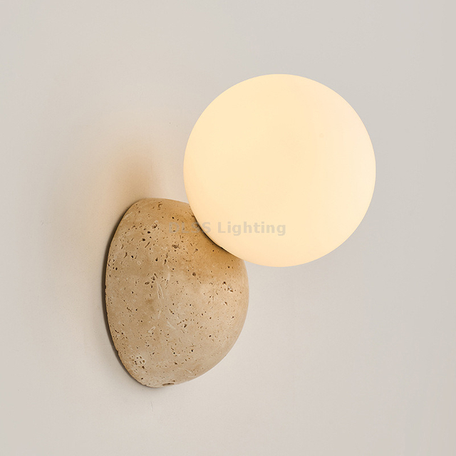 Modern Style Round Stone Decorative Wall Lamps for Home Decor Led Lighting Bedroom Living Room Wall Lamp