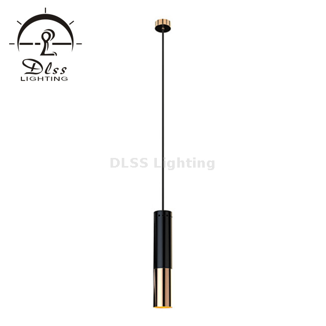 9159P Lighting Factory Cylinder Black Gold Tube Single Led Pendant Lamp