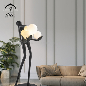 DLSS Project Lighting Big Receiption Floor Lamp Black Resin with Opal Glass Project Large Led Floor Light