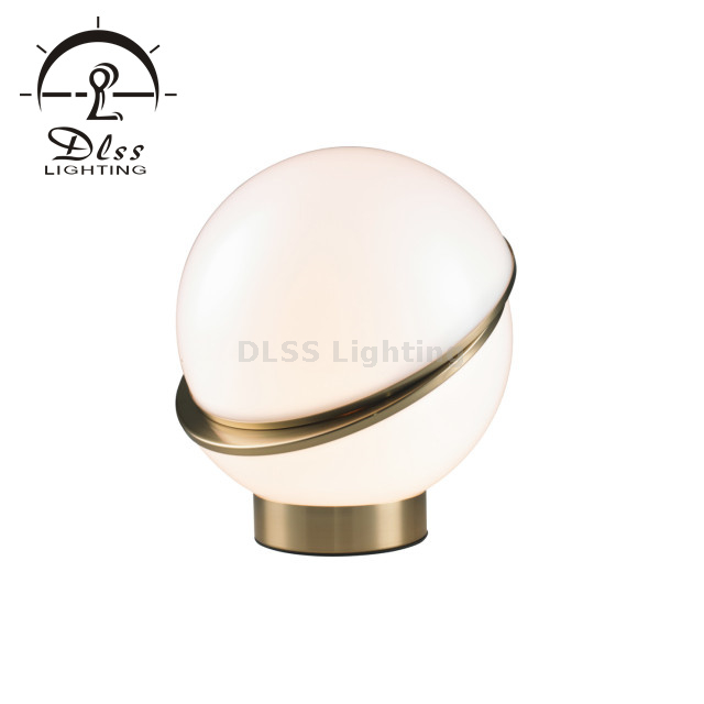 Acrylic Globe Table Lamp, White Creative Irregular Brass Metal Table Lamp