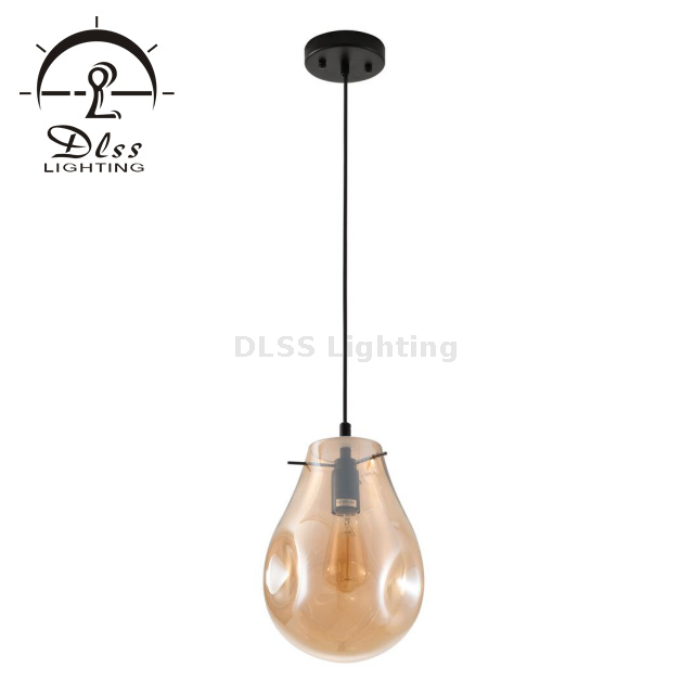 1-Light Pendant Light, Handcrafted Art Glass Hanging Light 