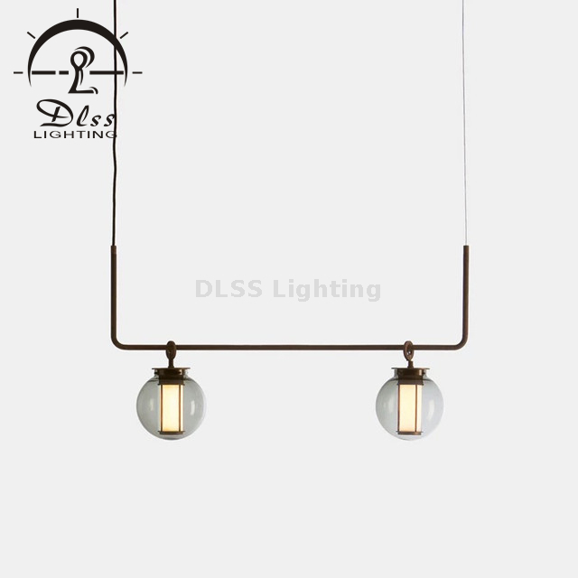 Restaurant Lamp Two Glass Shade E27 Pendant Lamp 10082