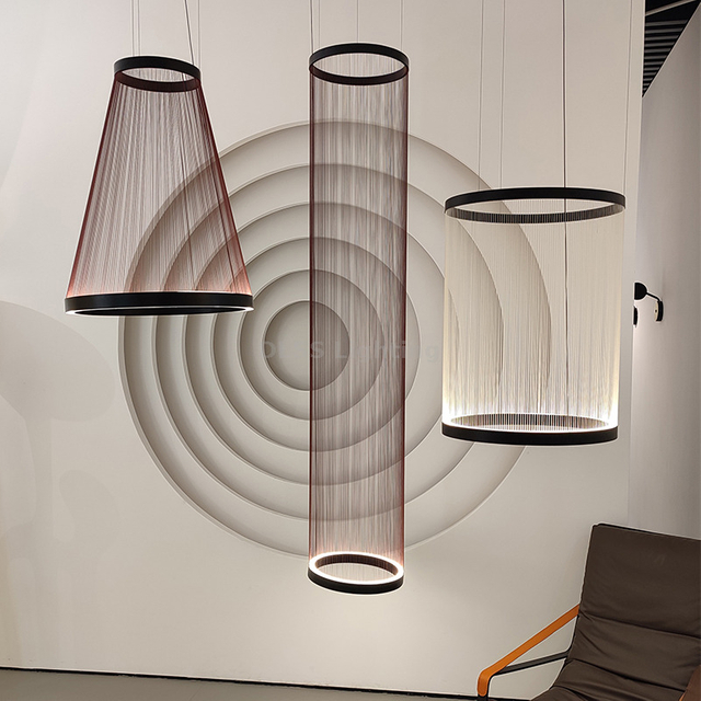 Home Decor Pendant Lamp Hotel Lobby Decoration Soft Line Lamp Gold Modern Led Chandelier Lighting