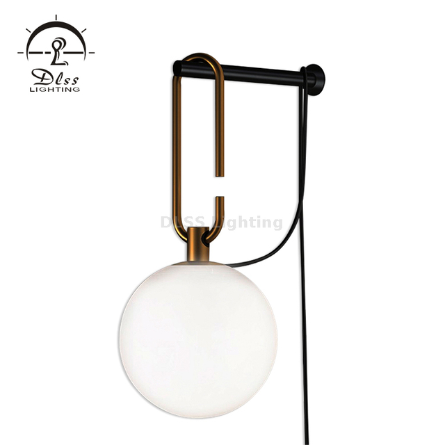 DLSS Lighting Globe Glass Wall Sconce Lighting Hanging Glass Wall Mount Light Plug in Wall Lamp