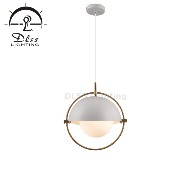 Mediterranean Lighting Global Adjustable Metal Shade with Milky White Glass Pendant Lighting 9902