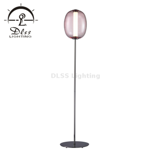 Mid Century Modern Glass Globe Floor Lamp for Living Room,Contemporary LED Standing Light, Pearl Black Pole Lamp