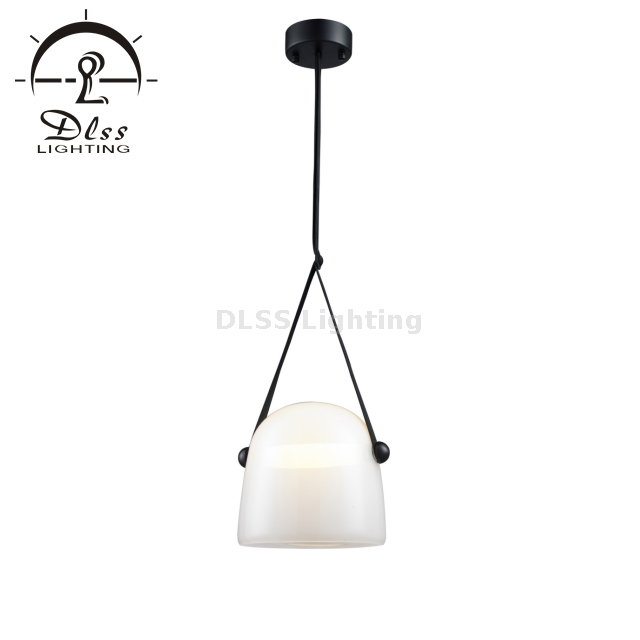 Online Store LED Glass Pendant Light, Smoky Glass with Artificial Belt Hanging Lamp
