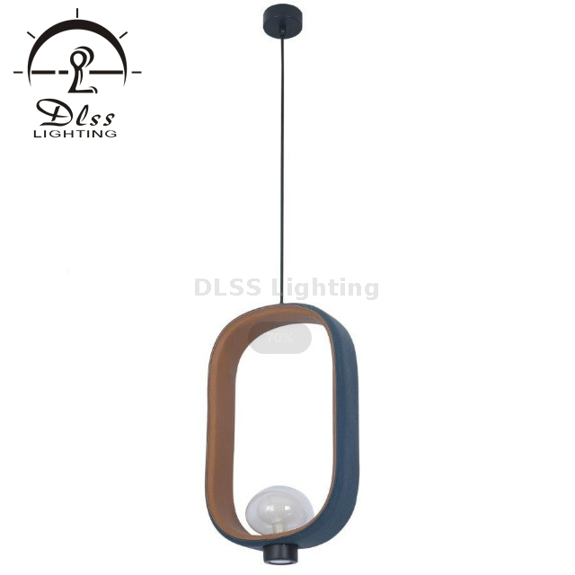 Decorative Real Leather Square LED Pendant Lamp 9990
