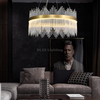Simple Style Luxury Metal Glass Chandelier Lights for Home Decor Glass Round Circle Modern Led Pendant Lamp