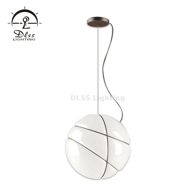 10458P Globe Modern Gold Metalp Milky White Glass Shade for Bedroom Pendant Lamp