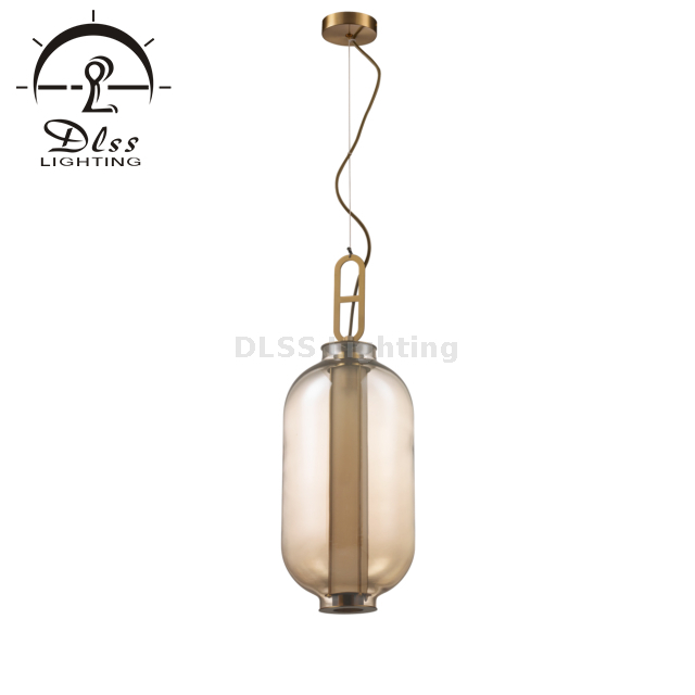 Retail Shop Long Glass Amber, Smoky with E27 Hanging Pendant Lamp 10082