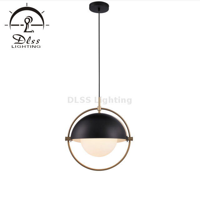 Personalize Lighting Global Adjustable Gold Metal Shade with Milky White Glass Pendant Lighting 9902