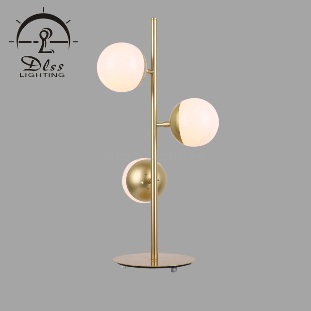 9250T Modern 3 Lights Desk Lamp White Glass Reading Lamp for Bedroom Living Globe Table Lamp