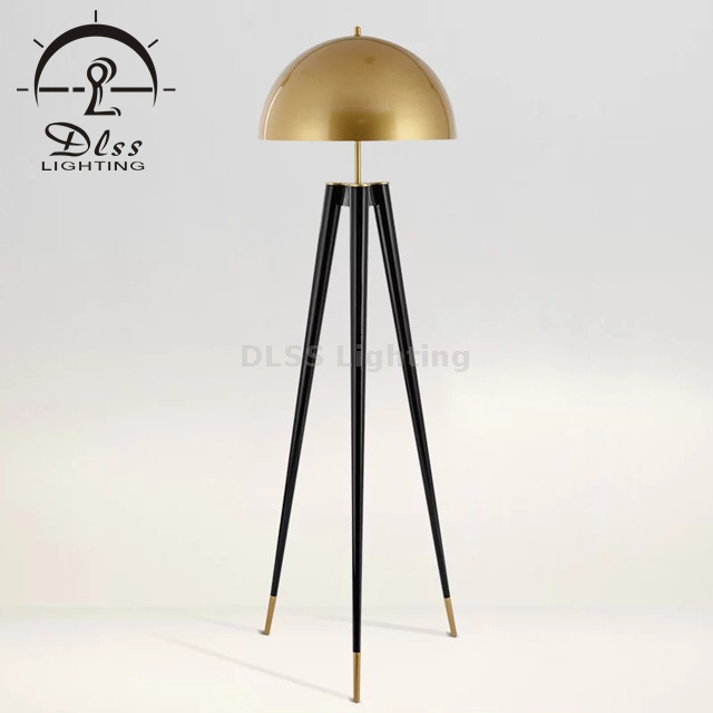 9313F Gold Dome Shade Floor Lamp Tripod Standing Reading Led Lighting