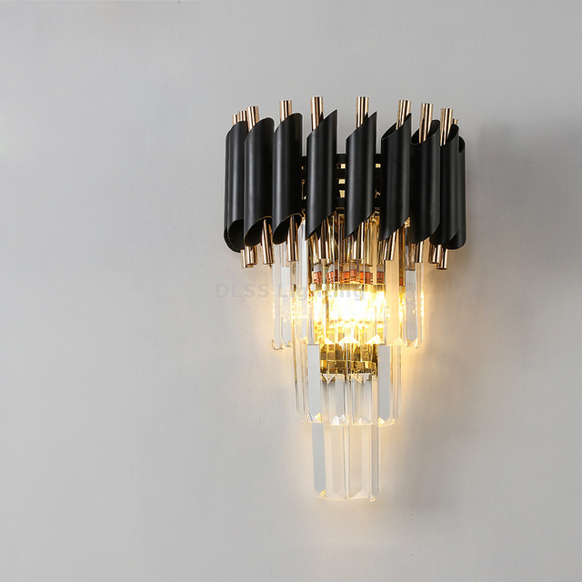 European Style Iron Wall Lighting Hotel Bedside Interior Sconce Light Living Room Home Decor Crystal Modern Wall Lamps