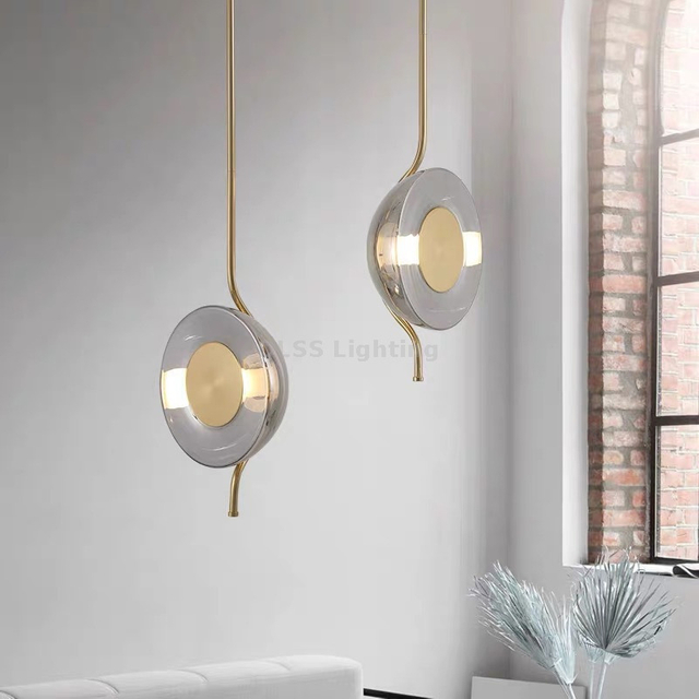 Modern Glass Bowl Pendant Light Art Glass Shade Ceiling Lamp Flush Mount Pendant Light 9285P
