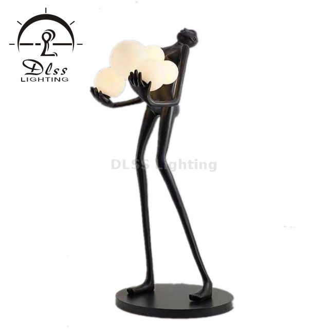 DLSS Project Lighting Big Receiption Floor Lamp Black Resin with Opal Glass Project Large Led Floor Light