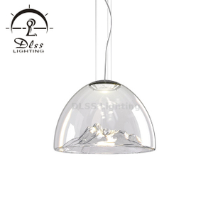Farmhouse Pendant Lighting with Handblown Clear Glass Shade, Adjustable Cord Ceiling Light Fixture
