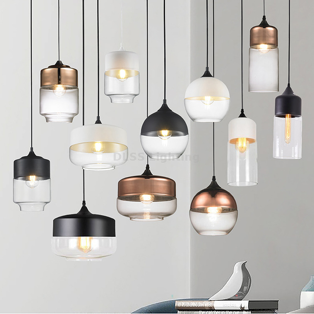 8788P Modern Industrial Lighting Fixtures Glass Shade Led Pendant Light