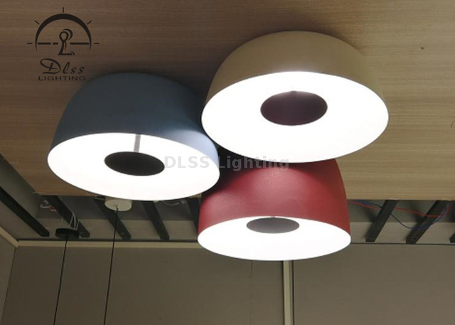 DLSS Modern Flush Mount Ceiling Light,Minimalist Metal Red Finish Close to Ceiling Light Fixtures,Round Shape Ceiling