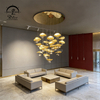Modern Chandelier High Ceiling Chandelier Foyer Staircase Silver Leaves Ceiling Light Fixture Villa Spiral Pendant Light for Living Room Entryway Round