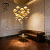 Modern Chandelier High Ceiling Chandelier Foyer Staircase Silver Leaves Ceiling Light Fixture Villa Spiral Pendant Light for Living Room Entryway Round