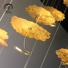 Modern Chandelier High Ceiling Chandelier Foyer Staircase Silver Leaves Ceiling Light Fixture Villa Spiral Pendant Light for Living Room Entryway Round