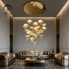 Modern Chandelier High Ceiling Chandelier Foyer Staircase Silver Leaves Ceiling Light Fixture Villa Spiral Pendant Light for Living Room Entryway Round